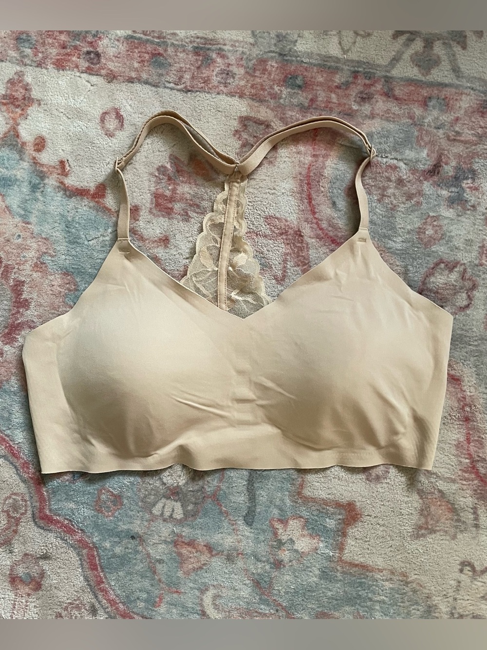True & Co. Lace Racerback Seamless Bralette - Nude